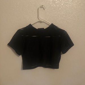 Black Mesh Crop Top